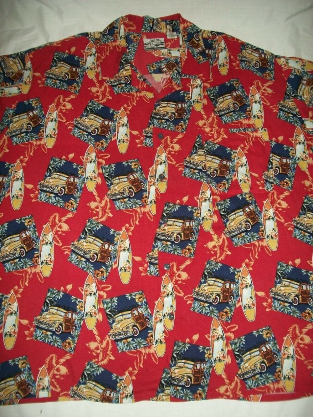 Pineapple Connection Men's Hawaiian Aloha Button Shirt Woody Surfboard 4XL 4XB